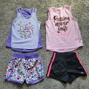 Champion And Skechers Kids' Active Tank Tops with Shorts Set Size 4T Bundle